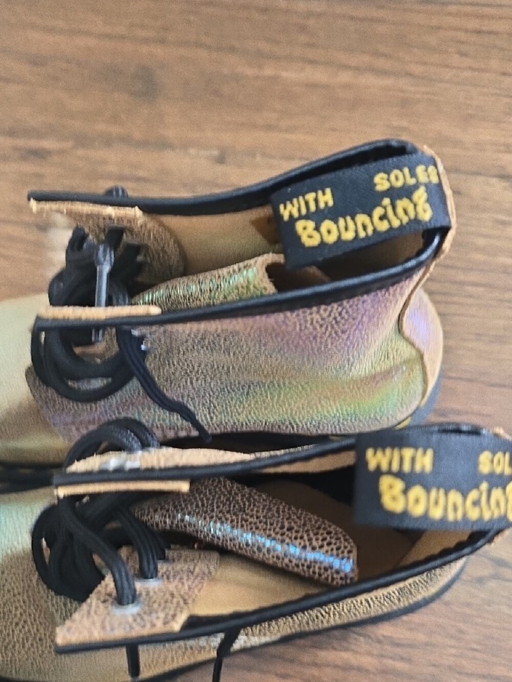 Dr. Martens Iridescent Gold Lace-Up Combat Boots - Picture 3 of 7